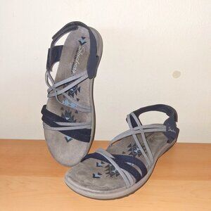 Skechers Women's Memory Foam Sandals - Size 8 - Black-Gray Straps